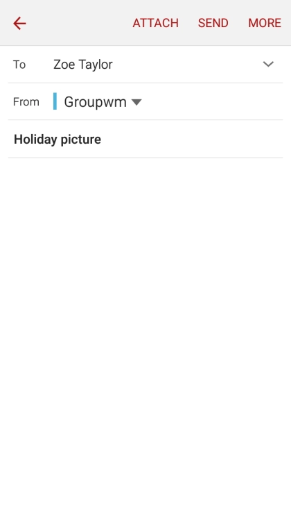 Press the text input field and write the text for your email message.