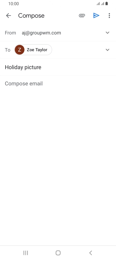 Press the text input field and write the text for your email message.