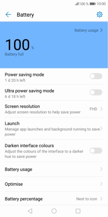Press the indicator next to the required setting.
