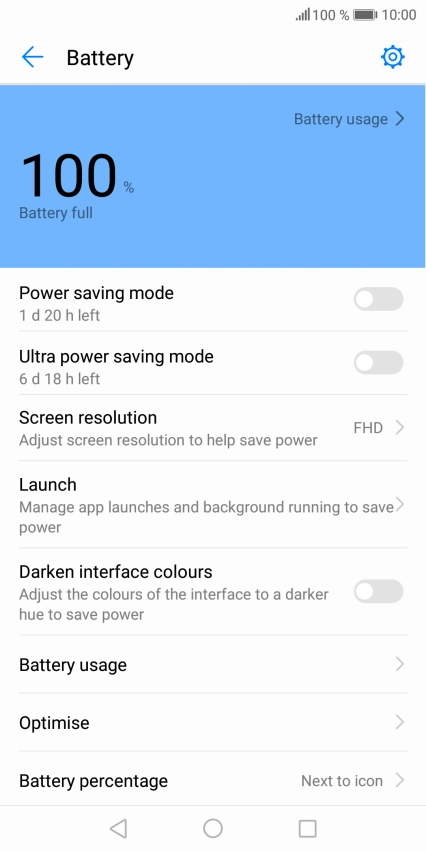 Press the indicator next to the required setting.