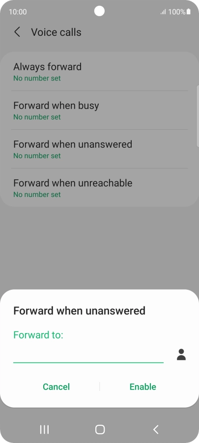 Key in (prefix) 5 (your phone number) and press Enable.