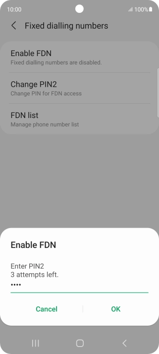 Key in your PIN2 and press OK.