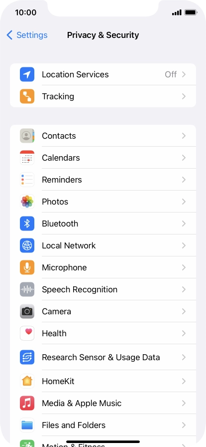 Press Location Services.