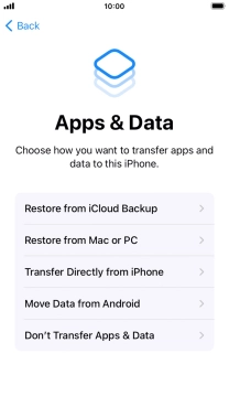 Press Don't Transfer Apps & Data and follow the instructions on the screen to finish the activation.