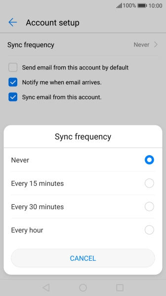 Press the required setting.
