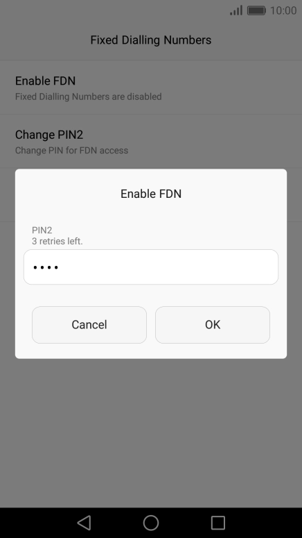 Key in your PIN2 and press OK.