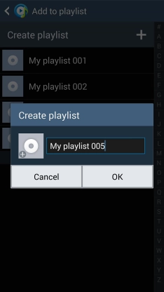 Key in a name for the playlist and press .