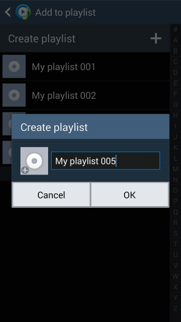 Key in a name for the playlist and press .