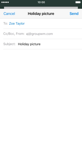Press the text input field and write the text for your email message.