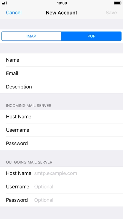 Press Host Name and key in mail.vodafone.ie.