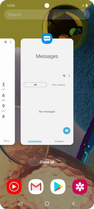 To end one running application, slide your finger upwards on the required application.