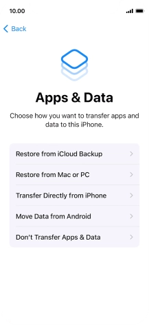 Press Don't Transfer Apps & Data and follow the instructions on the screen to finish the activation.