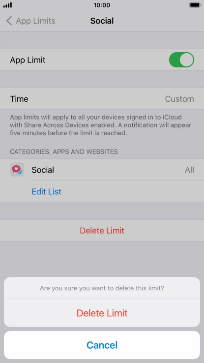 Press Delete Limit.