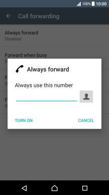 Key in (prefix) 5 (your phone number) and press TURN ON.