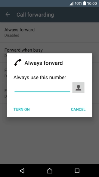 Key in (prefix) 5 (your phone number) and press TURN ON.