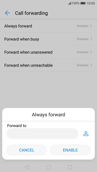 Key in (prefix) 5 (your phone number) and press ENABLE.