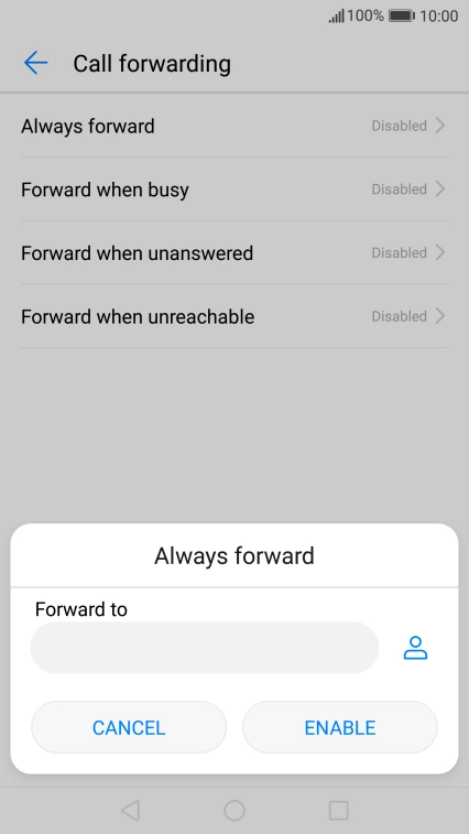 Key in (prefix) 5 (your phone number) and press ENABLE.