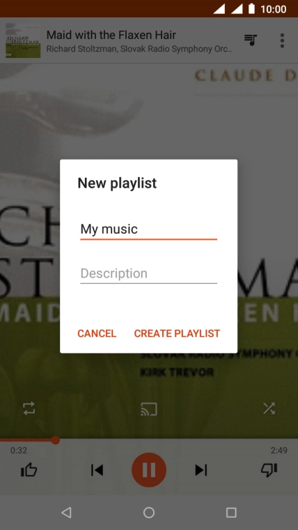 Key in a name for the playlist and press CREATE PLAYLIST.