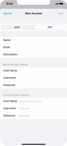 Press Host Name and key in mail.vodafone.ie.