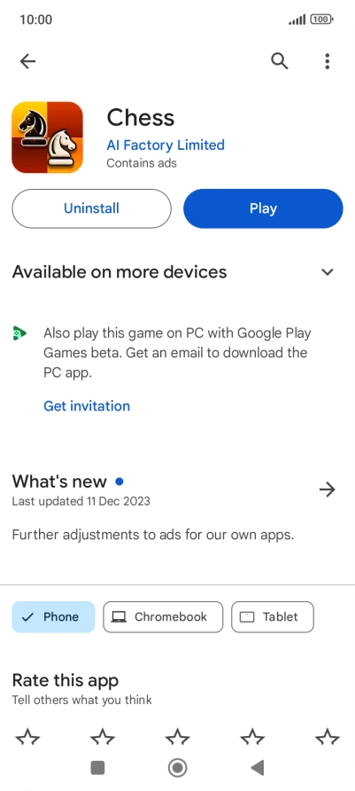 Press Uninstall.