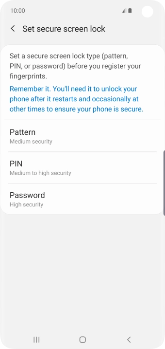 Press the required phone lock code and follow the instructions on the screen to create an additional phone lock code.