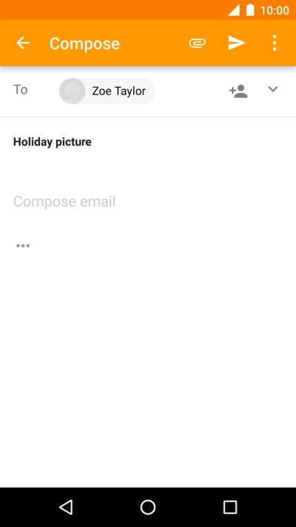 Press the text input field and write the text for your email message.