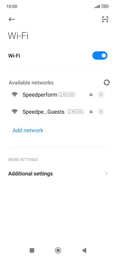 Press the required Wi-Fi network.