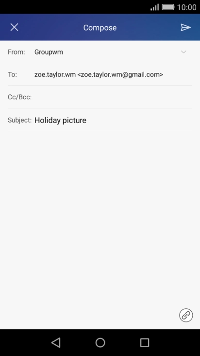 Press the text input field and write the text for your email message.
