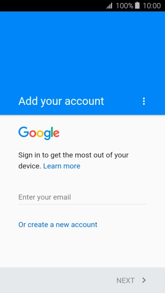 If you don t have a Google account, press Or create a new account and follow the instructions on the screen to create an account.