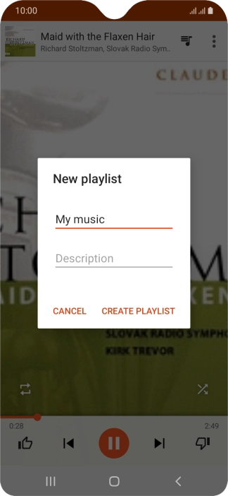 Key in a name for the playlist and press CREATE PLAYLIST.