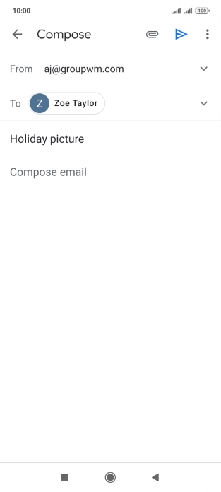 Press the text input field and write the text for your email message.