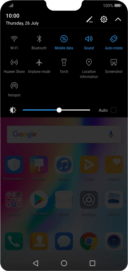 Press Mobile data to turn the function on or off.