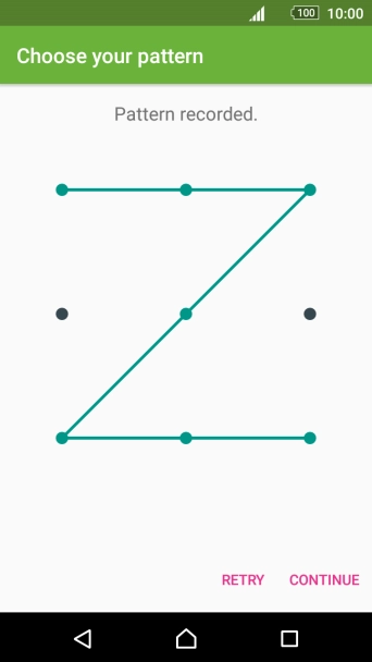 Slide your finger across the screen to connect at least four points and press CONTINUE.