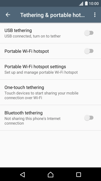 Press Portable Wi-Fi hotspot settings.