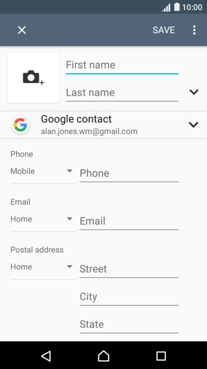 Press First name and key in the first name.
