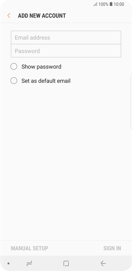 Press Email address and key in your email address.