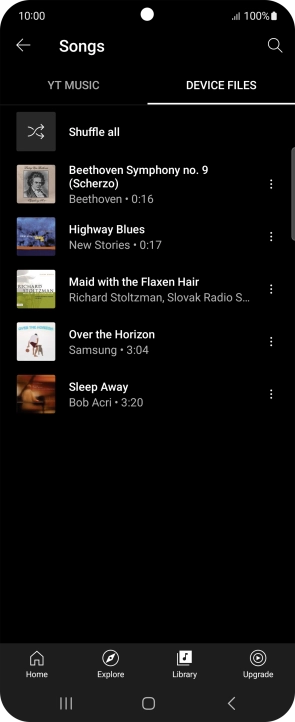 Press the required audio file.