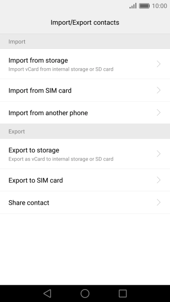 Press Import from SIM card.