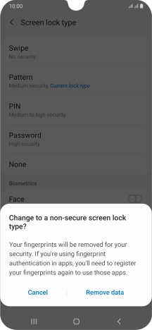 Press Remove data.