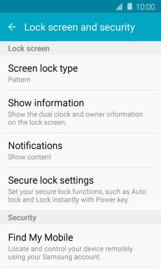 Press Screen lock type and key in the current phone lock code.