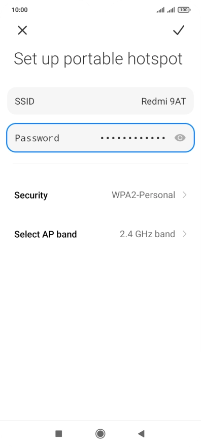 Press SSID and key in the required name for the Wi-Fi hotspot.