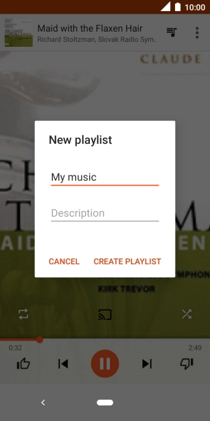 Key in a name for the playlist and press CREATE PLAYLIST.