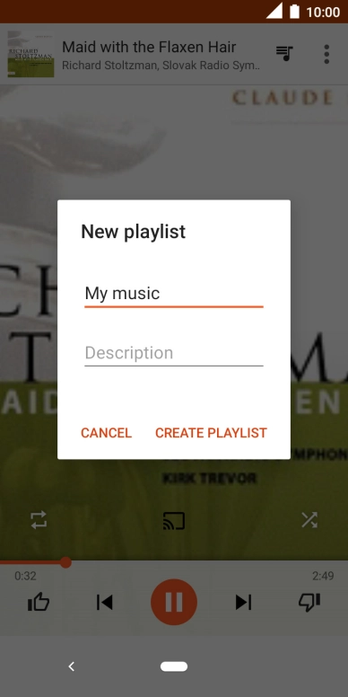 Key in a name for the playlist and press CREATE PLAYLIST.
