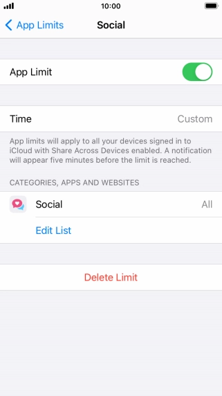 Press Delete Limit.