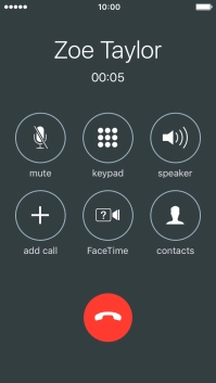 Press the end call icon to end the call and return to the home screen.