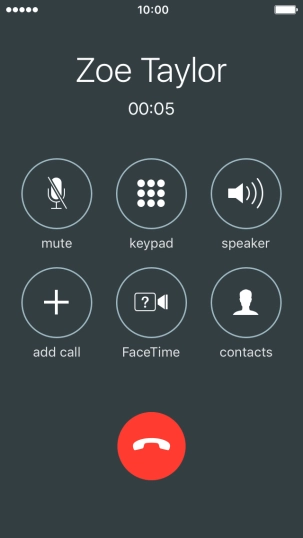 Press the end call icon to end the call and return to the home screen.