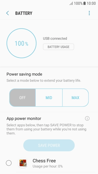 Press the required setting.