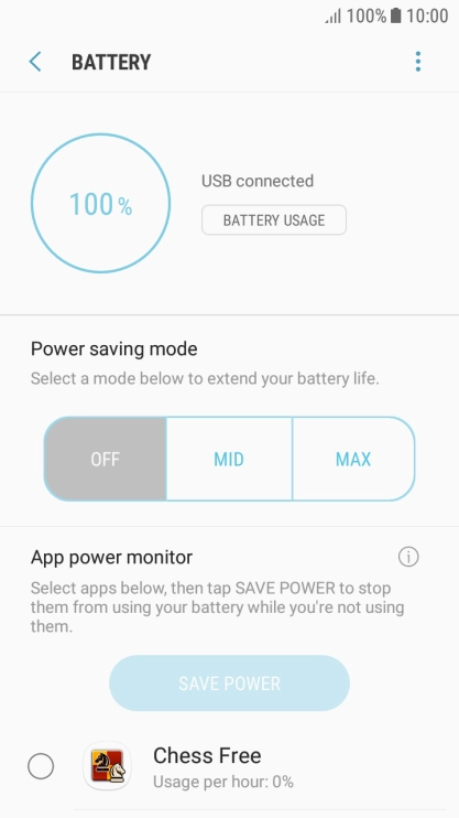 Press the required setting.