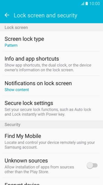 Press Screen lock type and key in the current phone lock code.