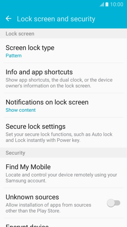 Press Screen lock type and key in the current phone lock code.
